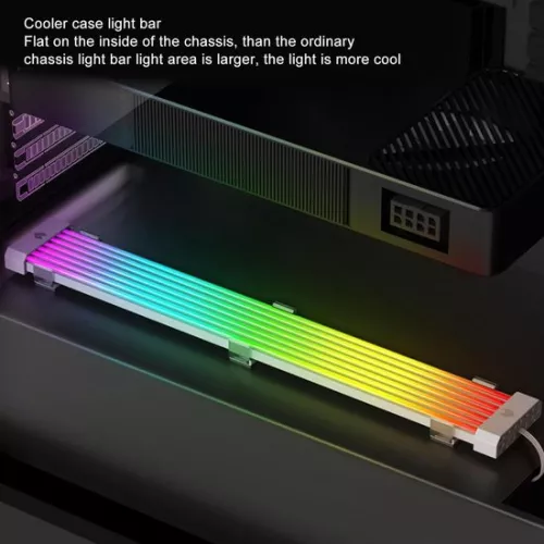 merkloos RGB-stroomverlengkabelset - 24-pins ATX-kabel - Gesynchroniseerde voedingskabel met LED - Zachte siliconen slang (8785306193008)