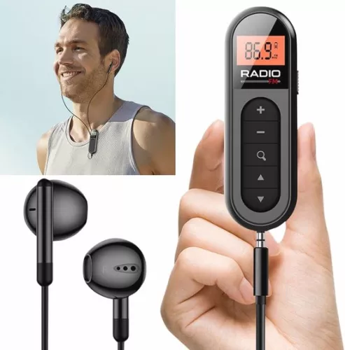 Draagbare FM-radio-ontvanger met achtergrondverlichting en LCD-scherm - Mini-zakradio voor sport en toerisme