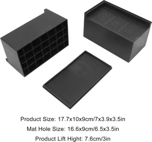 merkloos Meubelverhogers - Rechthoekige pootmat - Verhoogde rubberen bedvoet - Kastvoetkussens - Zwart - 3 inch - Pak van 4 - Kamermeubels - Bankliften (8785301426507)