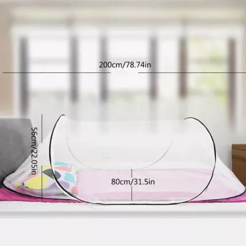 merkloos Muggennetbed - Opvouwbaar muggennet - L200 x H56 x B80 cm - Pop-up muggennetbed - Muggennettent - Muggennet - Koepel - Muggennet - Pop-up bedtent - Anti-muggen, geen installatie nodig - Geschikt voor kamperen, tuin, opvouwbaar reisbed (8410900083584)