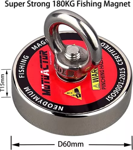 merkloos Neodymium vismagneet met een trekkracht van 180 kg, inclusief touw-, handschoen- en tasset voor beginners. Magnetisch vissen in de rivier. (8785301337070)