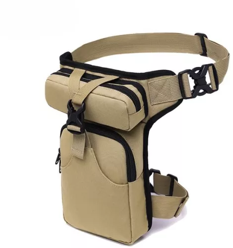 merkloos Motorfiets beentas voor mannen en vrouwen, dijbeentas, canvas heuptas, stevige tactische tas, verstelbare heupband, heuptas voor wandelen, fietsen, vissen, vrije tijd, Khaki (8410900987462)