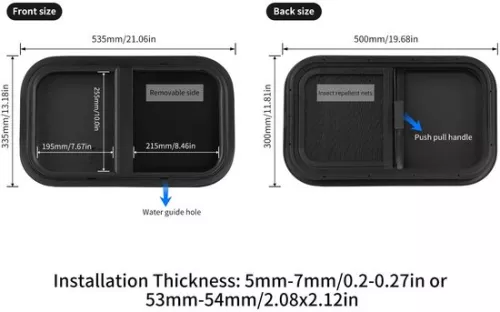 Buylin Buylin Camper raam - Caravan raam - Schuifraam Camper - Push & Pull raam - 535 x 335 mm - Horizontaal of Verticaal - UV-bestendig & Hittebestendig (8721284121107)