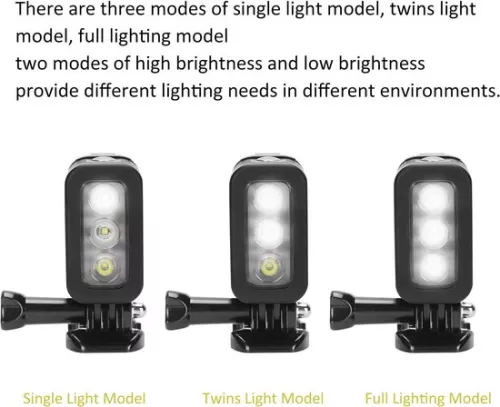 merkloos Waterdichte LED-videolamp voor camera's - Dimbare onderwaterlamp - Duiklamp - Compatibel met GoPro 4 3 2 1 . (8785311195400)