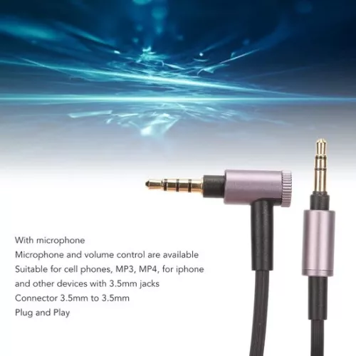 merkloos Vervangende upgrade-audiokabel voor Sony WH XB910N XB 950BT 900N 700 MDR 1A MDR 100abn MSR7 1rmk2 100AAP ATH MSR7 hoofdtelefoonkabel met microfoon. (6152348780718)