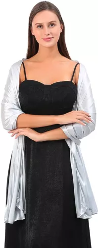 merkloos Sjaal - Dunne wikkelsjaal - 1 stuk - Stola - Halssjaal - Modieuze sjaal - Damessjaal - Zacht & huidvriendelijk - Lange satijnen sjaal - Sjaals voor avondjurken - Smaragdgroen - 200*70CM (8410900082570)