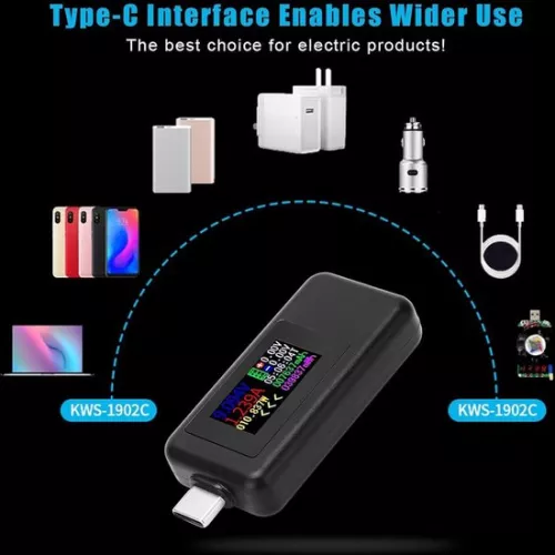 merkloos USB-C stroommeter - DC-30V USB-C stroomtester - 2-in-1 meter - USB stroom- en spanningstesttafel - USB-C bidirectionele tester - Kleurenscherm - Multimeter - kopen. (8785310337627)