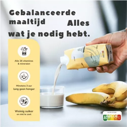 merkloos Complete maaltijd - Maaltijdvervanger - Kant-en-klaar - Betaalbaar voedsel - Banaan - 330 kcal - 8 x 330 ml (8721277169574)