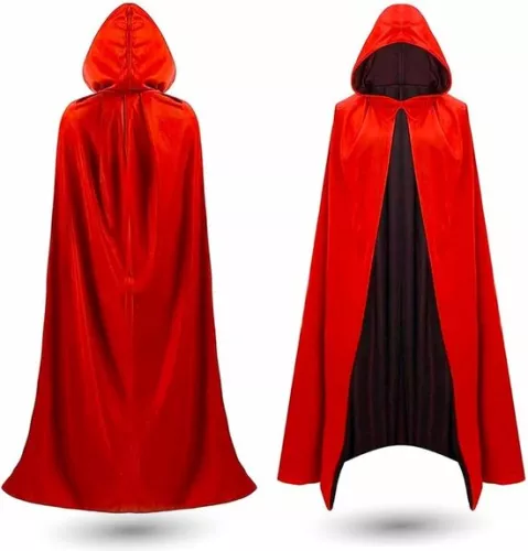 Merkloos Halloween vampier kostuum cape - rood & zwart - cape met capuchon voor kinderen & volwassenen - dames & heren (8785300201815)
