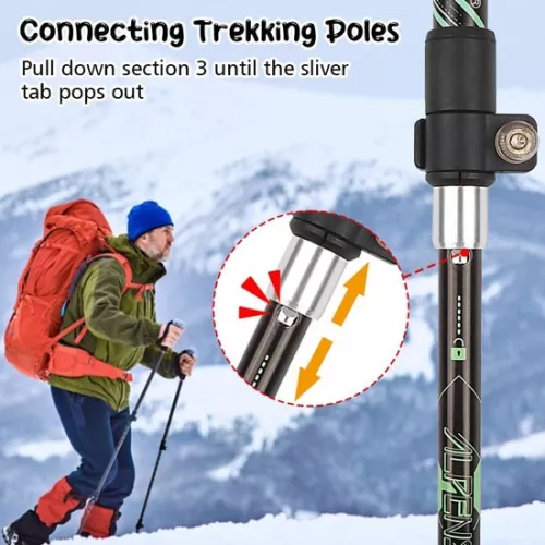 Sans marque Nordic Walking-stokken - Opvouwbare carbon trekkingstokken - Nordic Walking-mutsen - Wandelstokken - Verstelbaar & opvouwbaar - Intrekbaar - Telescopisch - Wandelaccessoires - Ergonomisch & lichtgewicht - 130 cm - Zwart & groen (8785306395891)