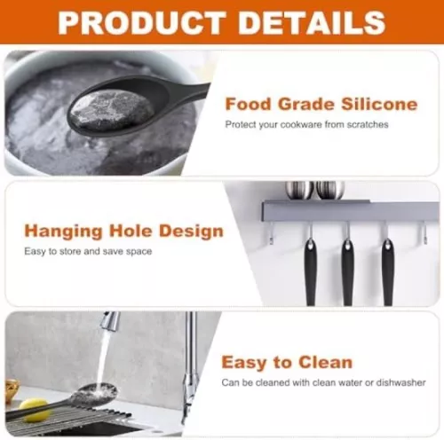 Sans marque Siliconen kooklepels set - 3 stuks - antiaanbak - 27 cm - keuken roerlepel (6151030498436)