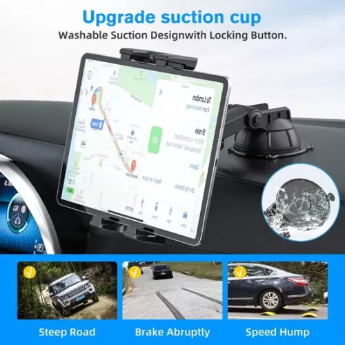 merkloos Tablet-, voorruit- en dashboardhouder, 360 graden draaibaar, compatibel met iPad Mini/Pro/Plus, formaat 4,7 - 12,9 inch (5487569271136)