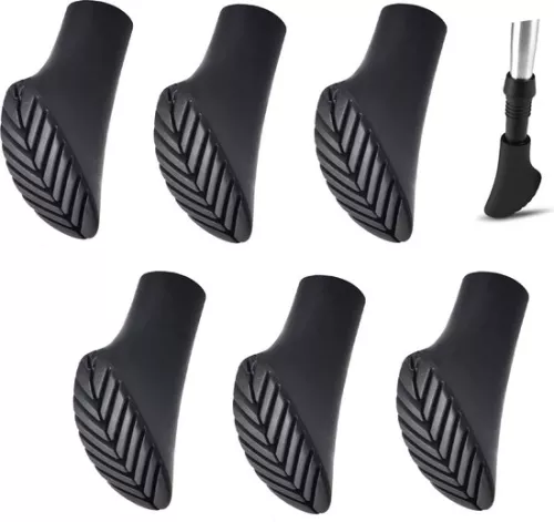 merkloos Nordic walking kappen - Trekkingstokkappen - 6 stuks - Nordic walking kappen - Universeel - Wandelstokkappen - Wandelstok - Eindkappen voor wandelstokken - voor trekkingstokken - asfalt - grind en bergen (9193396578473)