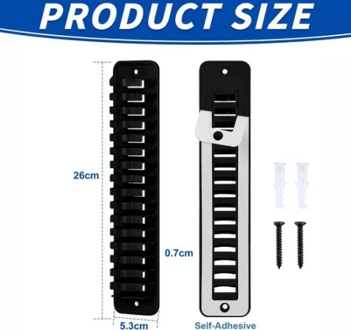 merkloos Hoedenstandaard voor wandmontage - Zelfklevende hoedenstandaard voor 16 hoeden - Zwart. (8785308356043)