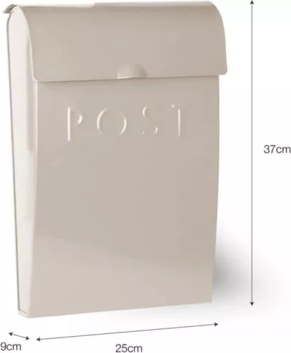 merkloos Afsluitbare brievenbus voor wandmontage - Weerbestendig ontwerp - Poedergecoat staal - H37 x B25 x D9 cm (6152915057052)