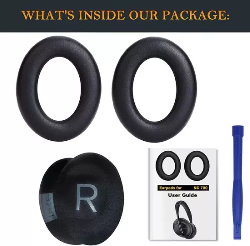 merkloos Vervangende oorkussens voor de Bose 700 (nc700) draadloze hoofdtelefoon, zachter leer met ruisonderdrukking en schuim met hoge dichtheid, extra dikke oorkussens en kussens - zwart (8785322866306)
