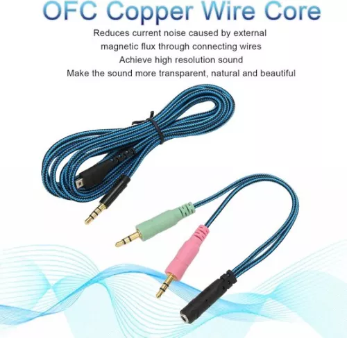 merkloos Vervangende hoofdtelefoonkabel met Y-adapter - AUX-kabel voor Steelseries Arctis 3/5/7/Pro. (6152349734796)