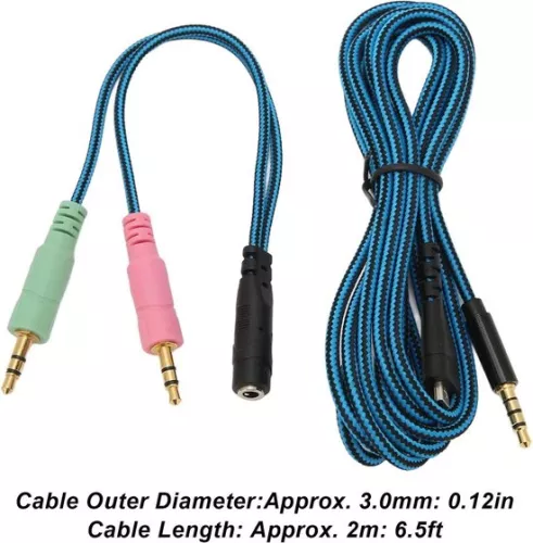 merkloos Vervangende hoofdtelefoonkabel met Y-adapter - AUX-kabel voor Steelseries Arctis 3/5/7/Pro. (6152349734796)