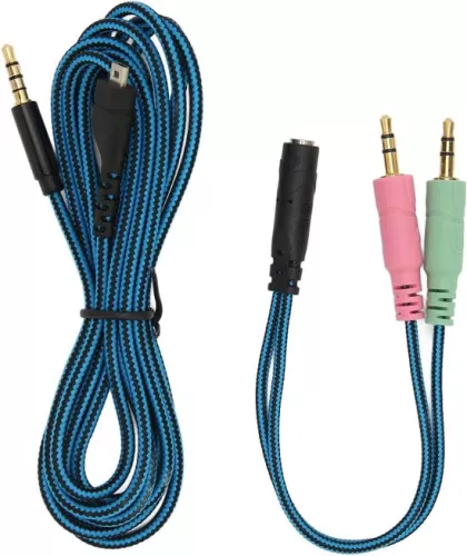 merkloos Vervangende hoofdtelefoonkabel met Y-adapter - AUX-kabel voor Steelseries Arctis 3/5/7/Pro. (6152349734796)