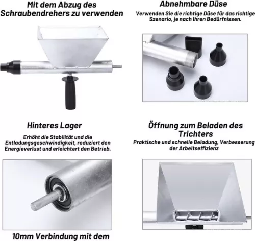 merkloos Mortierkanon met vier verwisselbare sproeiers - voor voegen in muren en vloeren. (8785305857338)