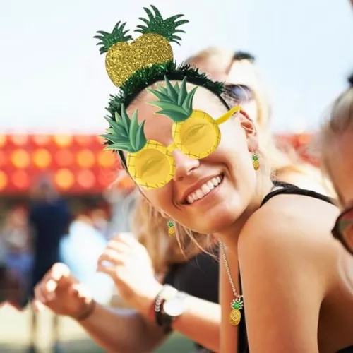 merkloos Tropische ananasoutfit - haaraccessoire - zonnebril - rok en accessoires - carnaval (8721085238264)