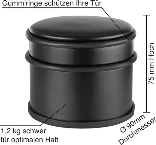 merkloos Deurstopper matzwart 12 kg massief premium met rubberen ring - elegante, zware deurstopper in een modern design (8785302124907)