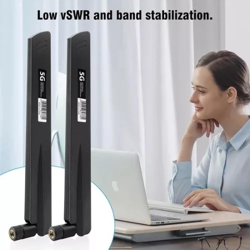 merkloos 5G LTE-antenne, 4G LTE-signaalversterkende antenne, 18 dBi signaalversterker, SMA/TS9-connector, omnidirectionele WLAN-antenne 600-6000 MHz voor 3G/4G/5G/GSM/GPRS-router, IoT-gateway, smart home, zwart (8785322836316)