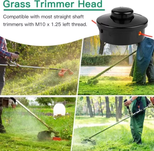 merkloos Universele grastrimmerkop M10 x 1.25 LHF benzinetrimmer spoelkop vervanging met 1,6 mm x 30 m ronde grastrimmerdraad (6151902965950)