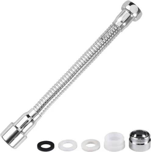 merkloos Allecto Plus - Flexibele universele kraanverlenger 20 cm voor keukenkraan - Draaibaar - Verlengstuk voor wastafel - Badkamer en toilet - 360° draaibaar (8785328357341)