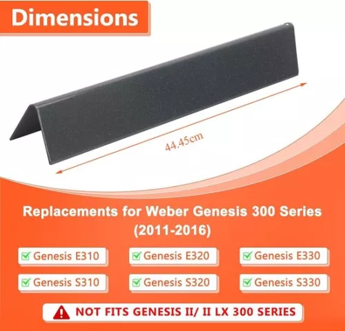 merkloos Flavorizer Bars 445cm 7621 voor Weber Genesis 300 E310 S310 E320 S320 E330 EP310 gasgrill - Porseleinen stalen vlamverdeler (8785299735520)