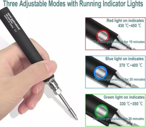 merkloos Draadloze soldeerboutset met instelbare temperatuur en accessoires. (6152602463487)