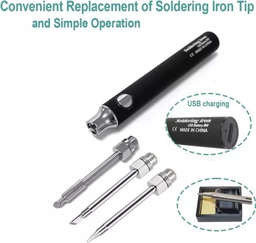 merkloos Draadloze soldeerboutset met instelbare temperatuur en accessoires. (6152602463487)