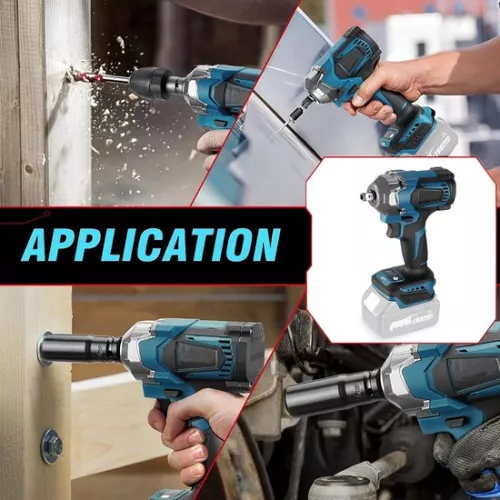 Accu-slagmoersleutel 18V compatibel met Makita - 700 Nm 1/2 inch borstelloos - accu-sleutel met doppen - accu-schroevendraaierset