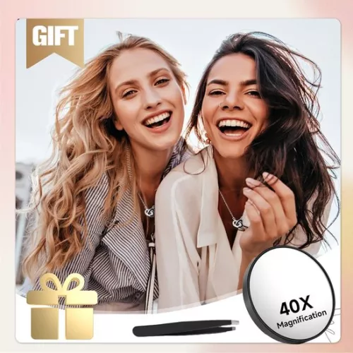 merkloos Vergrootspiegel met 40x vergroting, zuignapjes en pincet - Hoge vergroting voor nauwkeurige make-up en wenkbrauwen (8785322172568)