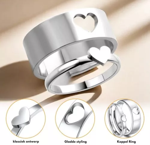 Merkloos Kristallen knuffelring - Verstelbare zilveren knuffelring - Liefdevol ontwerp - Origineel cadeau voor haar bij speciale gelegenheden. (8721085236512)