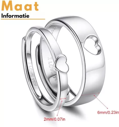 Merkloos Kristallen knuffelring - Verstelbare zilveren knuffelring - Liefdevol ontwerp - Origineel cadeau voor haar bij speciale gelegenheden. (8721085236512)