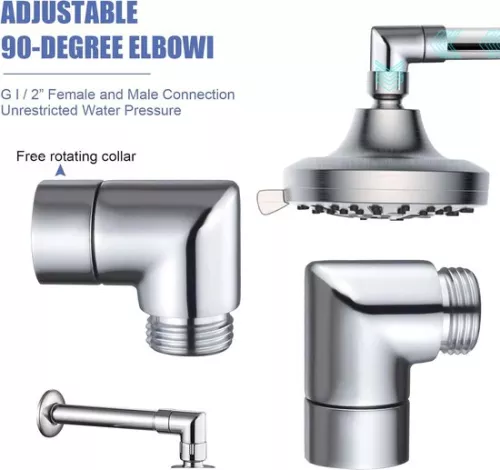 merkloos Hoek voor handdouche-adapter - 90 graden - massief messing - doucheslangadapter - douchearm-aansluiting - ringen. (8785309281054)