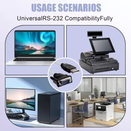 merkloos USB naar RS232 seriële DB9-adapterkabel, compatibel met Windows 11/10/8.1, 8/7/Vista/XP, Mac OS X 10.6 en later. (8785325020828)