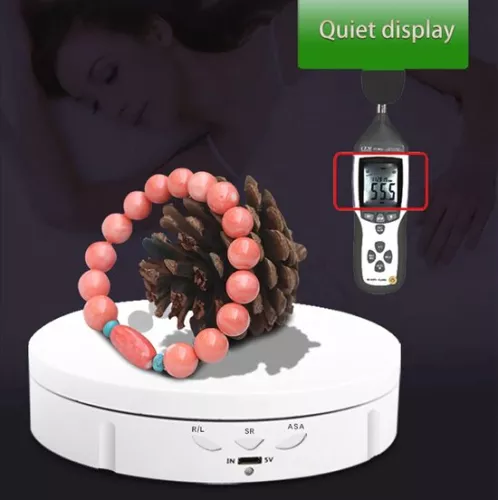 merkloos 360 graden elektrisch draaiplateau voor product- en sieradenpresentatie - Professioneel fotografieplatform, tot 100 kg, wit/zwart (6152532614690)