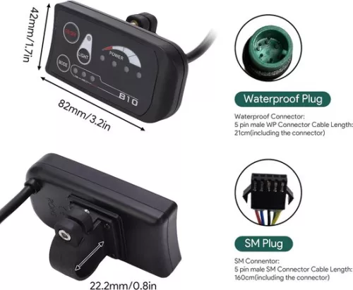 merkloos Bedieningspaneel met LED-display voor e-bikes (36V/48V) - Intelligent bedieningspaneel met LED-display - DIY-accessoires voor elektrische fietsen en scooters (9501736366374)