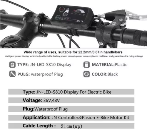 merkloos Bedieningspaneel met LED-display voor e-bikes (36V/48V) - Intelligent bedieningspaneel met LED-display - DIY-accessoires voor elektrische fietsen en scooters (9501736366374)