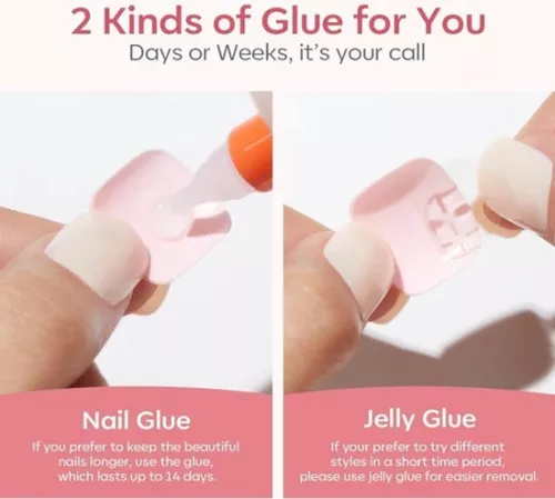 merkloos 24 stuks glanzende, opplakbare korte Franse vierkante teennagels met volledige dekking - Kunstteennagels voor vrouwen (12 maten) (6154524519549)