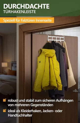merkloos Deurkapstok om kleding op te hangen - roestvrij staal - deurkapstok voor de achterkant van de deur - antislip en vilten kussentjes - ruimtebesparende deurhaken als kledinghaken - voor binnen (6154131982941)