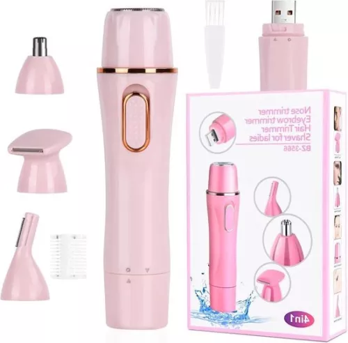 4-in-1 nat- en droogscheerapparaat, pijnloze epilator - voor vrouwen, bikinilijn, oksels, benen, armen, gezicht - waterdicht, USB-opladen