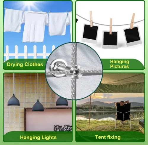 merkloos Klimsteun van roestvrij staal voor klimplanten, professioneel systeem van 12 meter als complete set met muurbeugels en 3 mm staalkabel. (9784297924607)