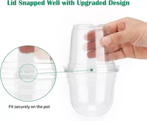 merkloos Allecto Plus - 32 kleine plastic plantenpotjes met bolvormig deksel voor zaden en zaailingen - Inclusief 10 plantpluggen (6154155361364)