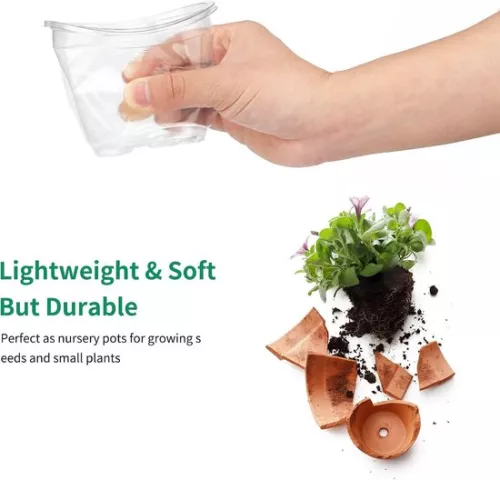 merkloos Allecto Plus - 32 kleine plastic plantenpotjes met bolvormig deksel voor zaden en zaailingen - Inclusief 10 plantpluggen (6154155361364)