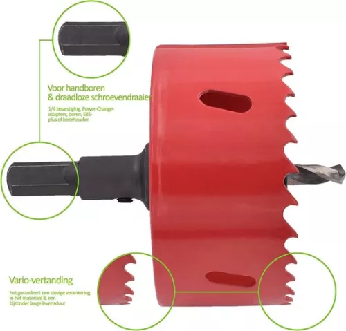 merkloos 155mm Universele Hss Bimetaal Gatenzaag - Gatsnijder voor Aluminium Hout Gietijzer - Met 1/4 Schroefdraad (8785301527990)