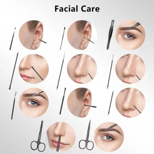 merkloos 26-delige nagelset, manicureset voor dames en heren - pedicureset, nagelkoffer, nagelschaarset, nagelverzorgingsset voor heren met nagelknipper, nagelschaar en nagelvijl, zwart. (6152114186195)