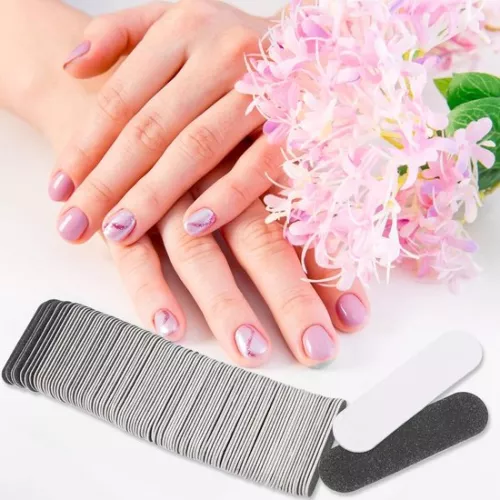 100 Mini Dubbelzijdige Nagelvijlen Set - 180/240 Grit - Voor Vrouwen Meisjes Professionele Bulk Nagelbuffer Acryl Manicure Tool (Zwart)